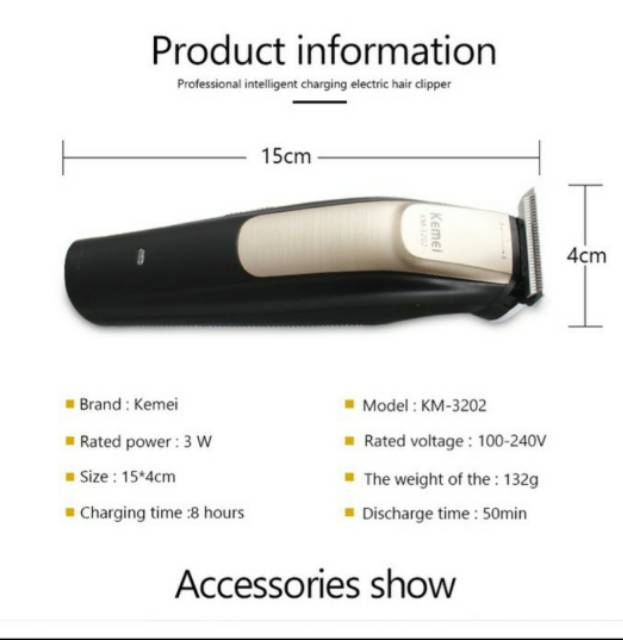 Hair Clipper kemei km-3202 alat cukuran rambut cas cliper hair design  dan mesin cukur murah