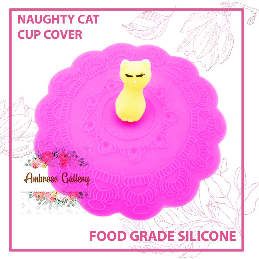 Naughty Cat CupCover Tutup Gelas Unik Bahan Silicone Food Grade