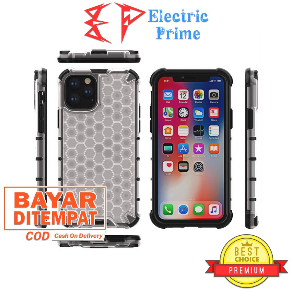 Case iPhone 11 Pro Max Casing Honeycomb Shockproof TPU Transparan Cover