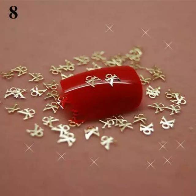 Nail art 3D hiasan kuku 3D merk logo Gold Import metal hiasan slime scrapbooking