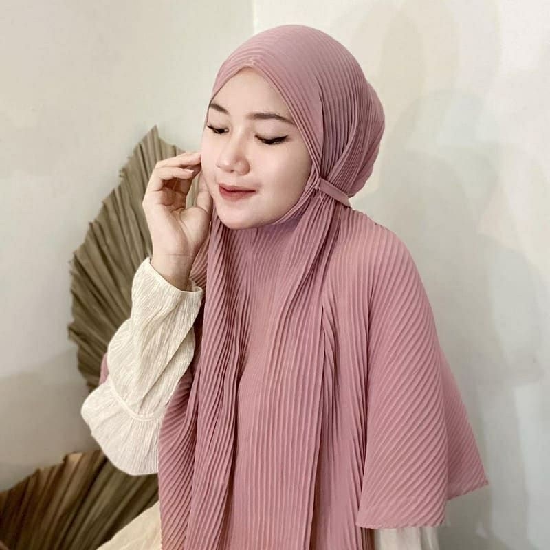 Bergo MARYAM Plisket lidi | Hijab Instan Tali Full Plisket Hyget Premium