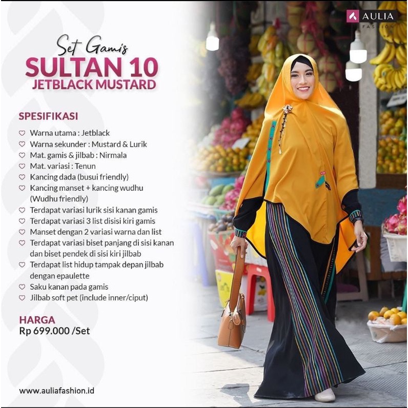 SET GAMIS SULTAN 10 JETBLACK MUSTARD | GAMIS SYAR'I AULIA FASHION DISKON TERBARU
