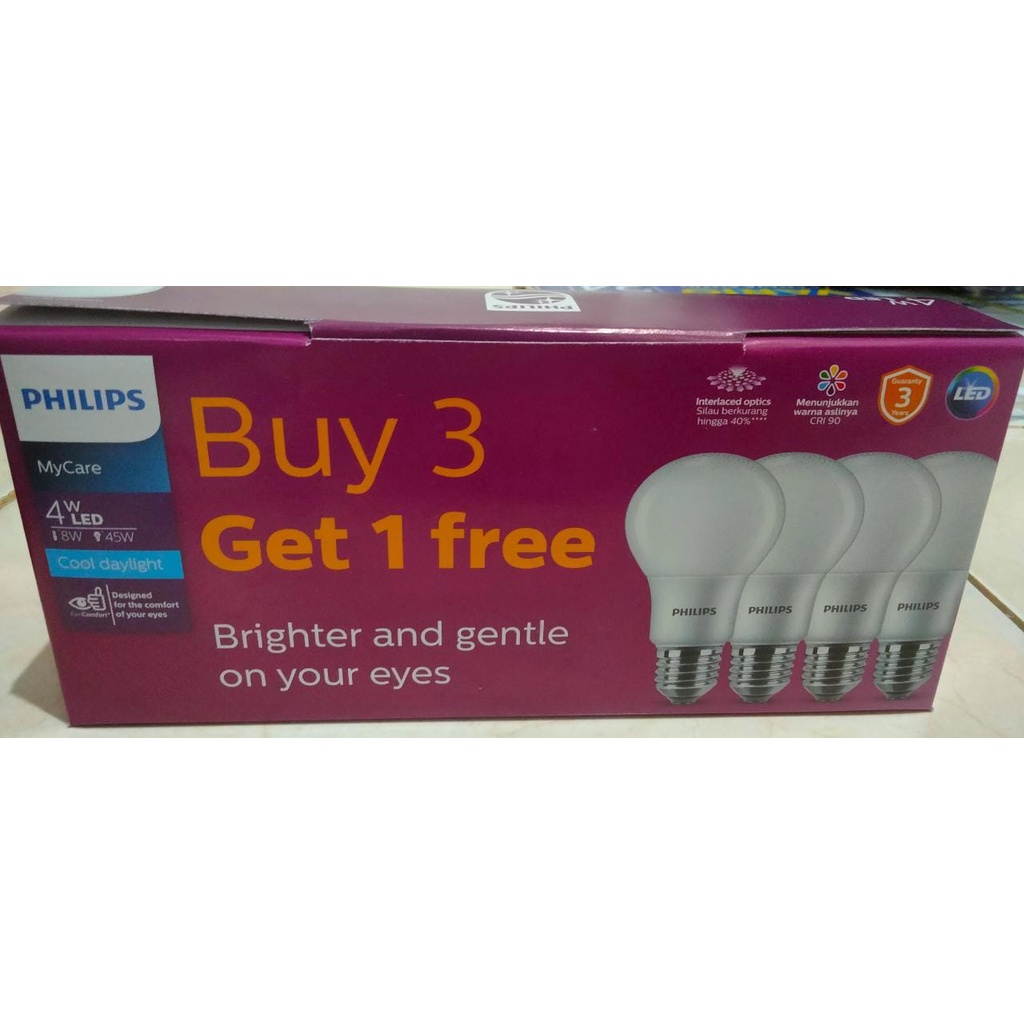 Lampu LED Philips 4w 4 watt multipack Beli 3 gratis 1 PROMO