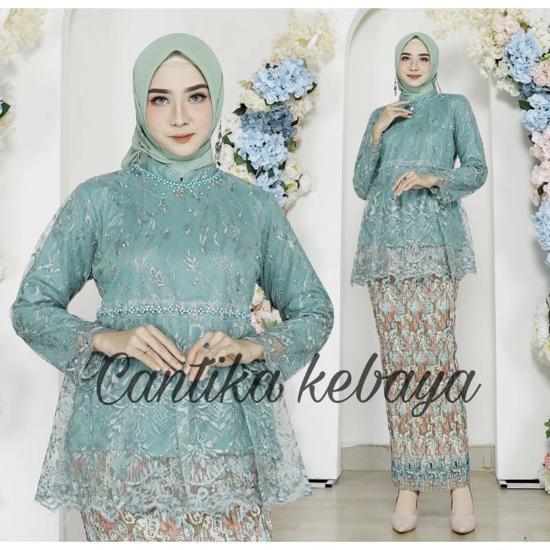 Kebaya tulle arrabella//kebaya cantika//kebaya tunangan//kebaya modern