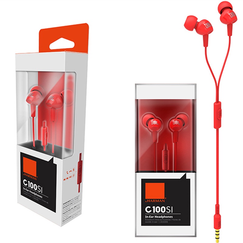 C100si Headset Earphone Kabel Stereo 3.5mm Dengan Mic Untuk Olahraga