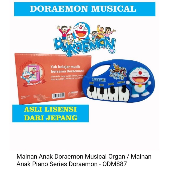 (free batrai 3 pcs)Mainan anak piano karakter Doraemon musical organ ODM887