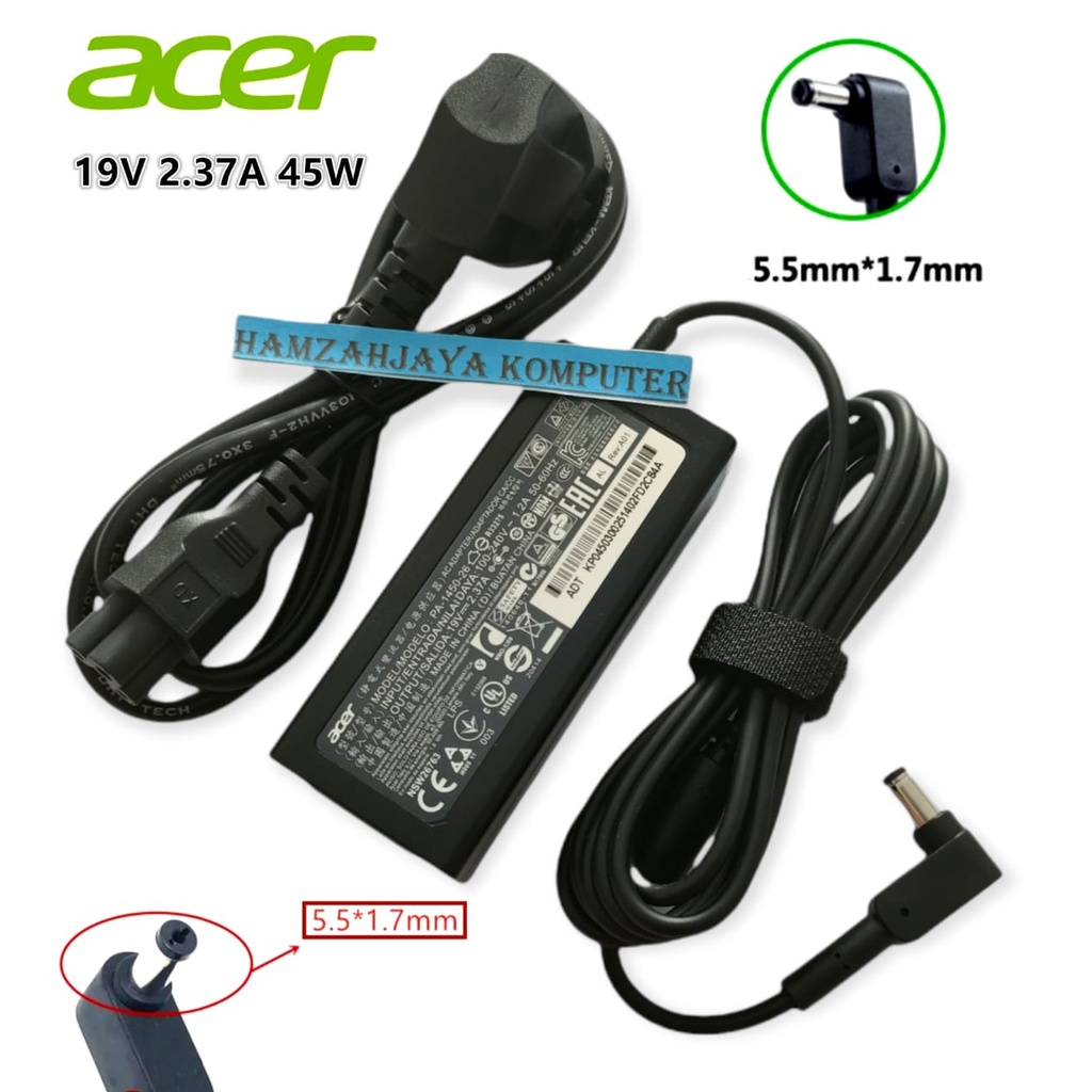 Adaptor Charger Laptop ACER Aspire ADP-45HE B A13-045N2A A13-045N2A 19v 2.37a 5.5x1.7mm 45W Embos