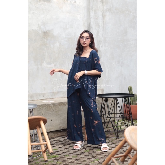JOLIS - SETELAN BAJU WANITA TIE DYE BALI CARDIGAN DRESS OUTER KULOT OUTFIT PANTAI KEKINIAN ATASAN MO