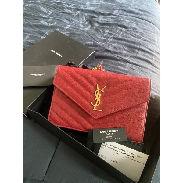 AUTHENTIC PRELOVED / SECOND YSL WOC 19cm RED GHW 2020