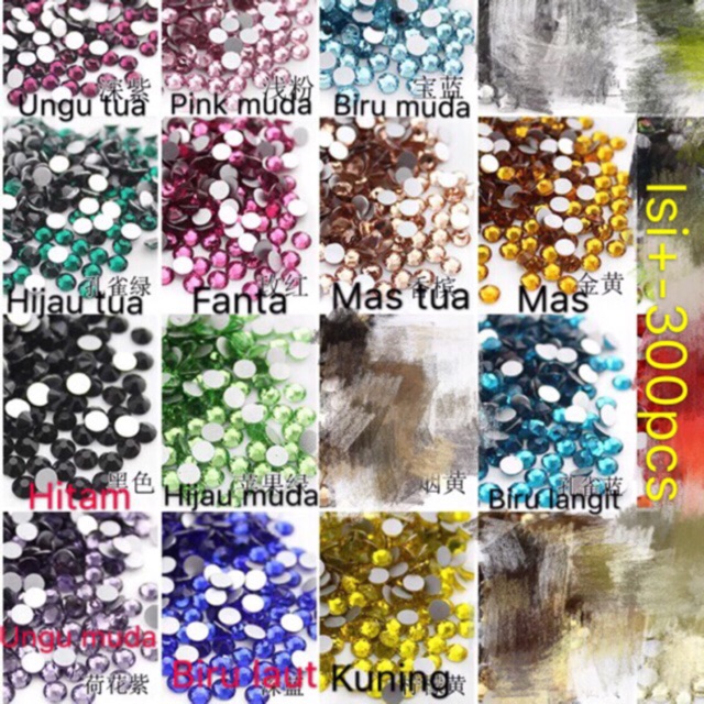 3mm /4mmblink blink rhineston manik manik isi+-300pcs henna art nail art blink diy casing nail art