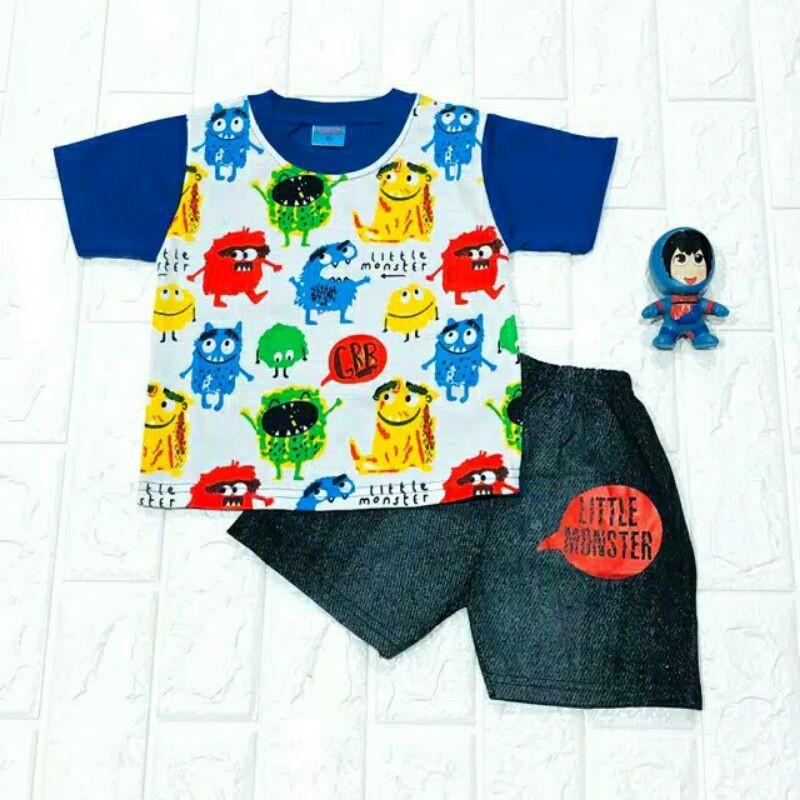 SETELAN BAJU  ANAK  LAKI  USIA 1 5 TAHUN  TC MONSTER Shopee 