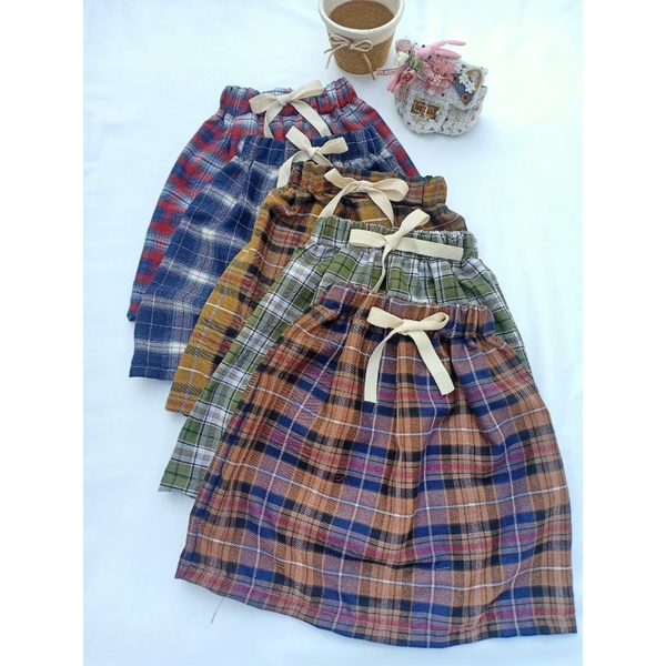 korean skirt flanel / Rong Skirt 2-7thn /rok flanel anak perempuan/ bawahan flanel rok anak perempuan