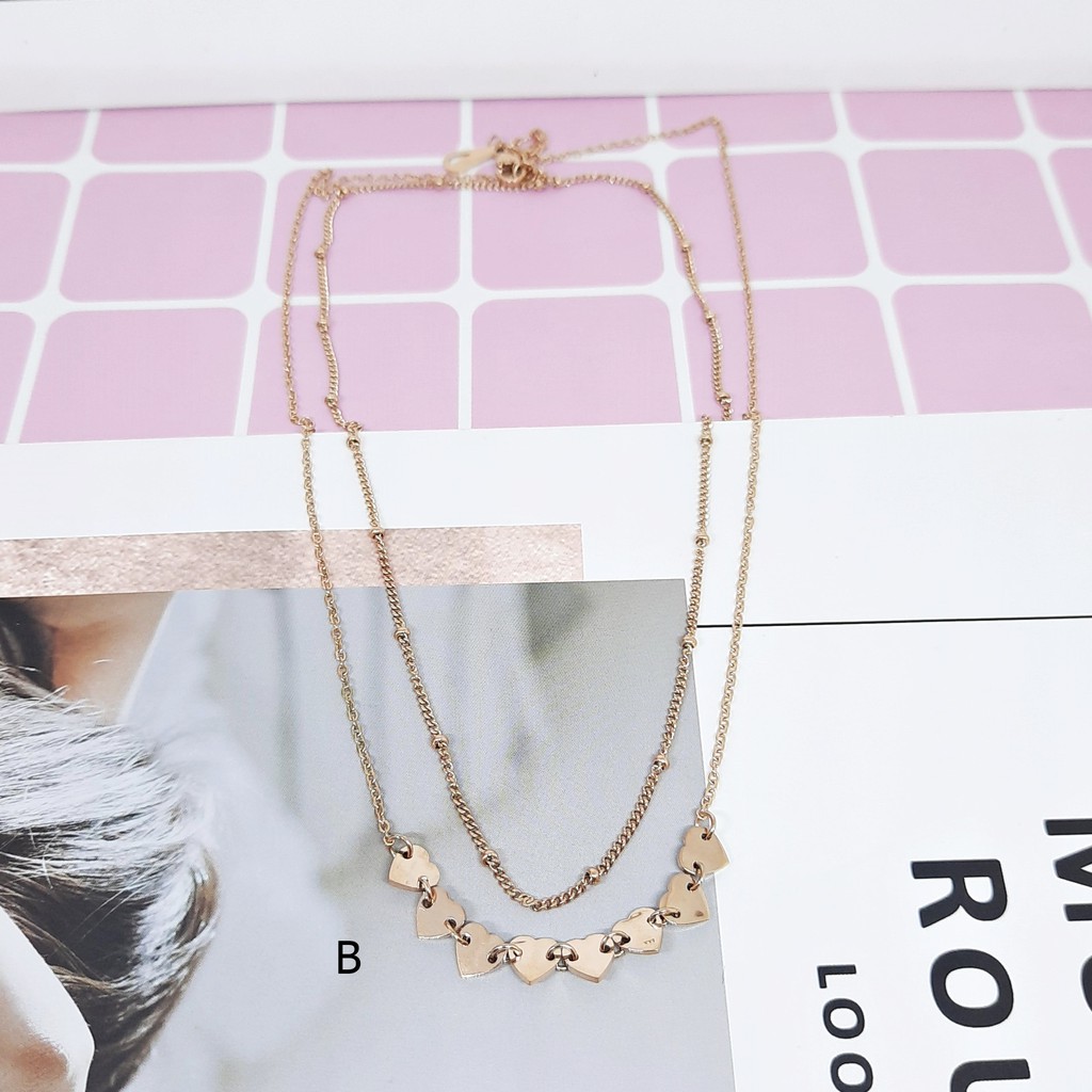 Kalung Fashion Korea Titanium Rosegold Love Polos - BN313