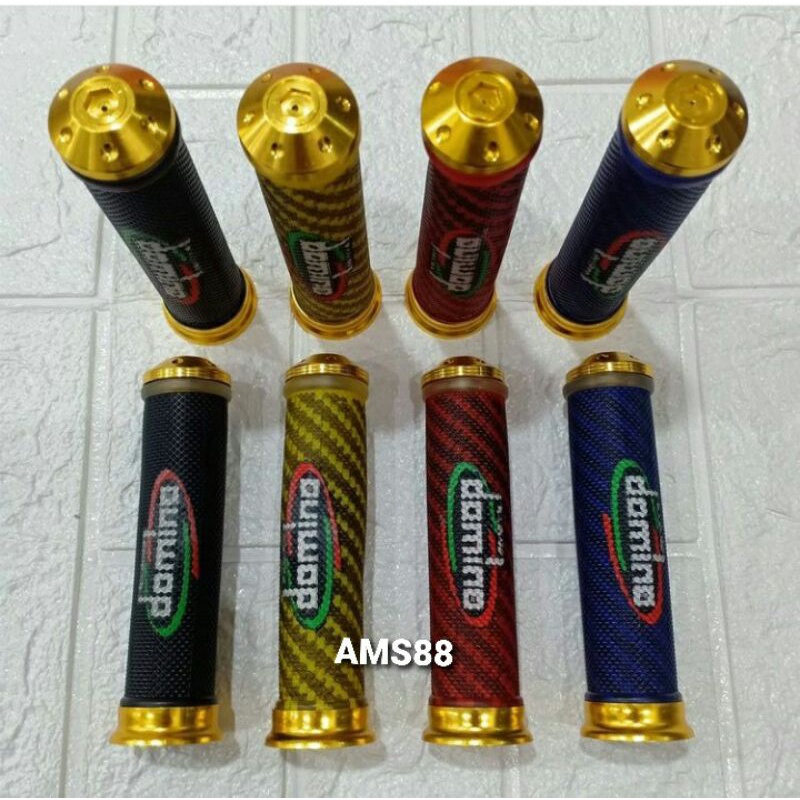 HANDGRIP VARIASI MOTOR DOMINO CARBON JALU GOLD CNC - HANDFAT HANDGRIP GRIP DOMINO CARBON KARBON JALU CNC  UNIVERSAL VARIASI MOTOR  BEAT VARIO FINO MIO SCOOPY NMAX PCX DLL