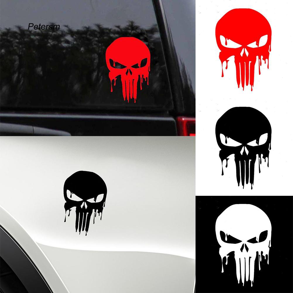 Ptsm _ .id Stiker Vinyl Motif Tengkorak Berdarah untuk Dekorasi Mobil / Truk