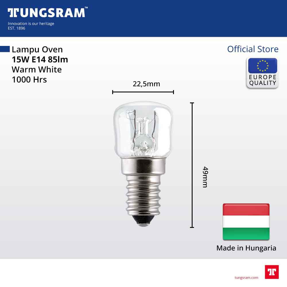 Tungsram Lampu Oven 15W / 25W E14 Tahan Panas 300 Derajat Celcius