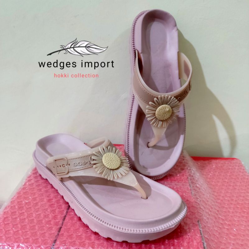 Sandal wanita wedges jepit karet import murah terbaru