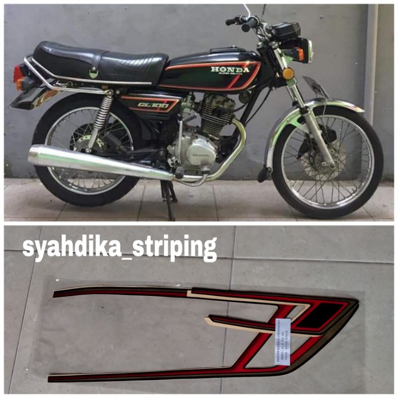 STIKER STRIPING LIS BODY HONDA GL 100 GL-K LIS BODY HONDA GL 100 GL 125 MERAH