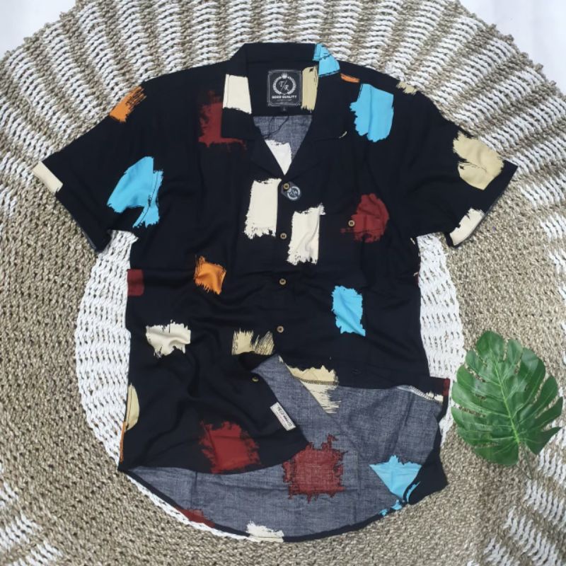 (BISA COD) KEMEJA PANTAI LENGAN PENDEK PRIA &amp; WANITA *UNISEX* BAHAN RAYON KATUN PREMIUN QUALITY