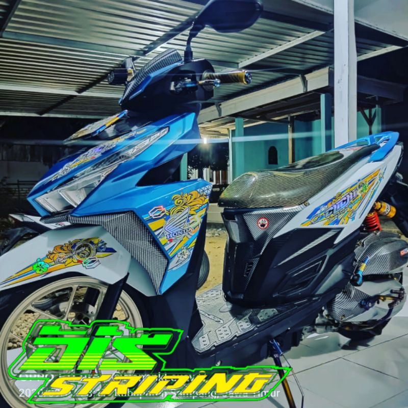 Striping Vario 125 150 Transparan Hologram Custom List Flower Edition / Sticker Vario Led Transparan