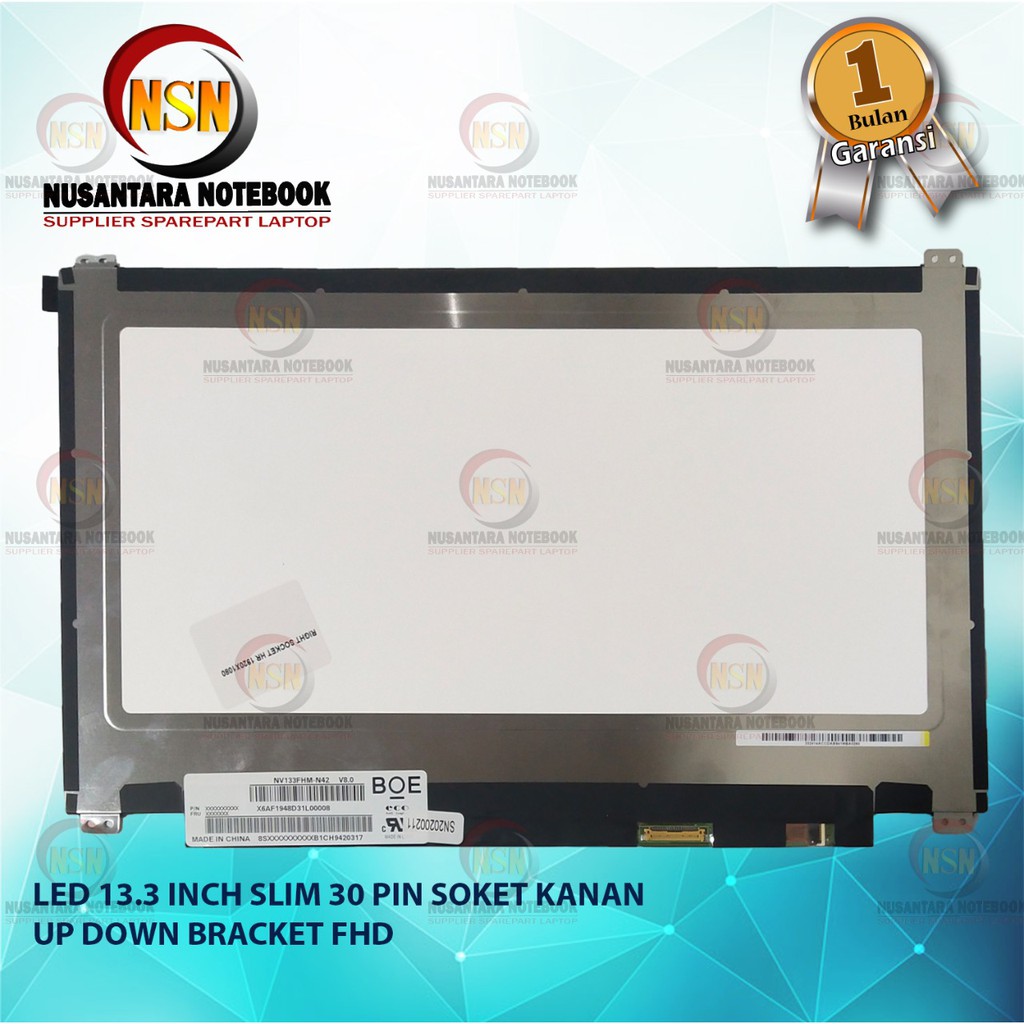 LCD LED 13.3 Slim 30 Pin Bracket Up Down Soket Kanan Full HD