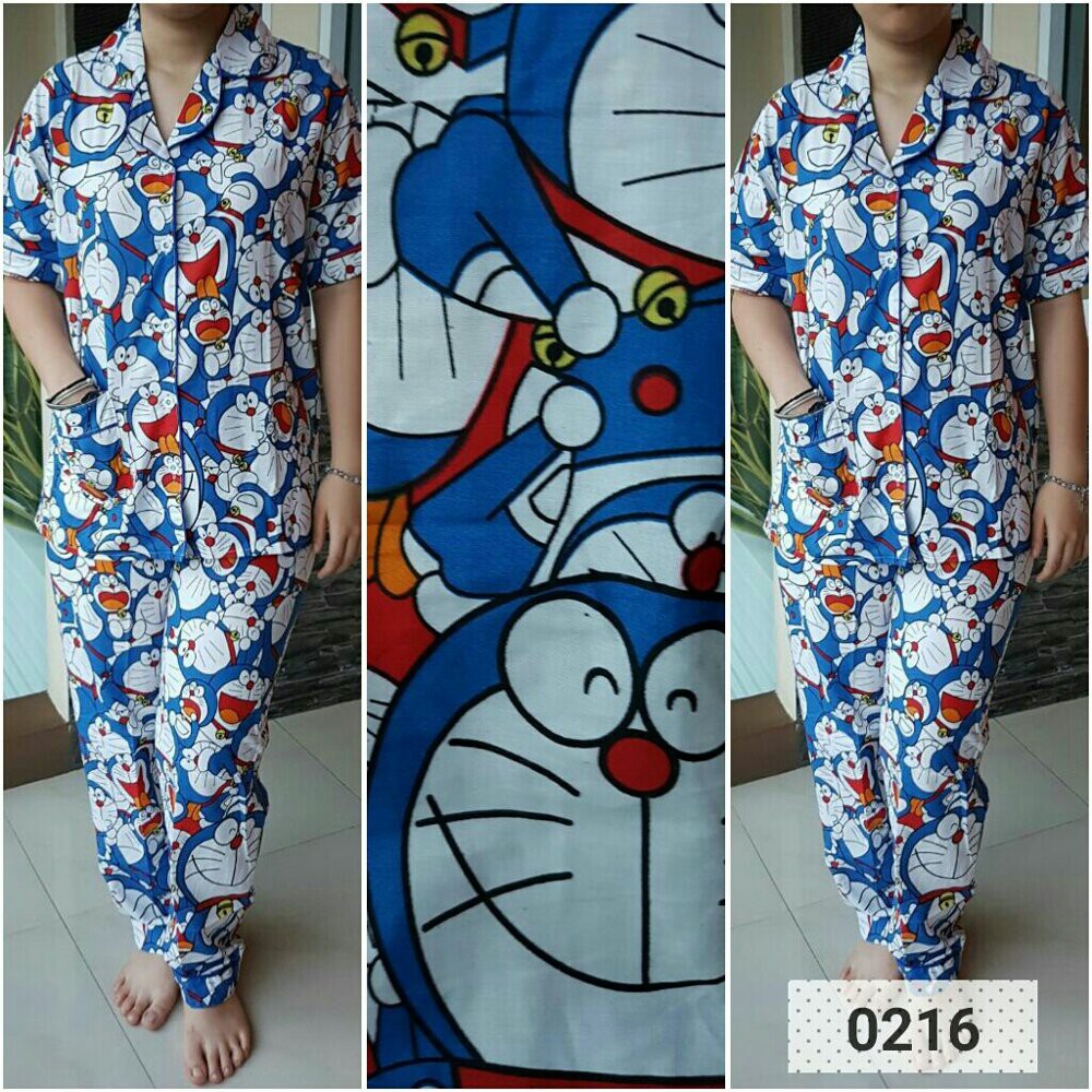 Terlaris Piyama Pajamas Cp Celana Panjang Lengan Pendek Doraemon Setelan Dewasa Baju Tidur Doraemon Shopee Indonesia