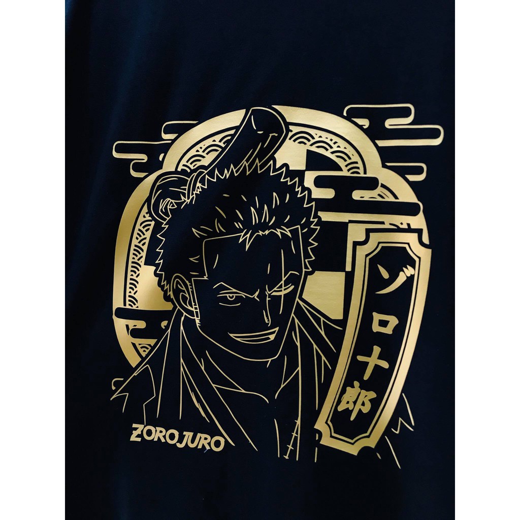 Kaos Roronoa Zoro Juro Gold Black Onepiece Mugiwara