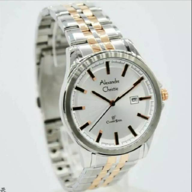 Jam Tangan Alexandre Christie 8402 Pria Silver Combi Original
