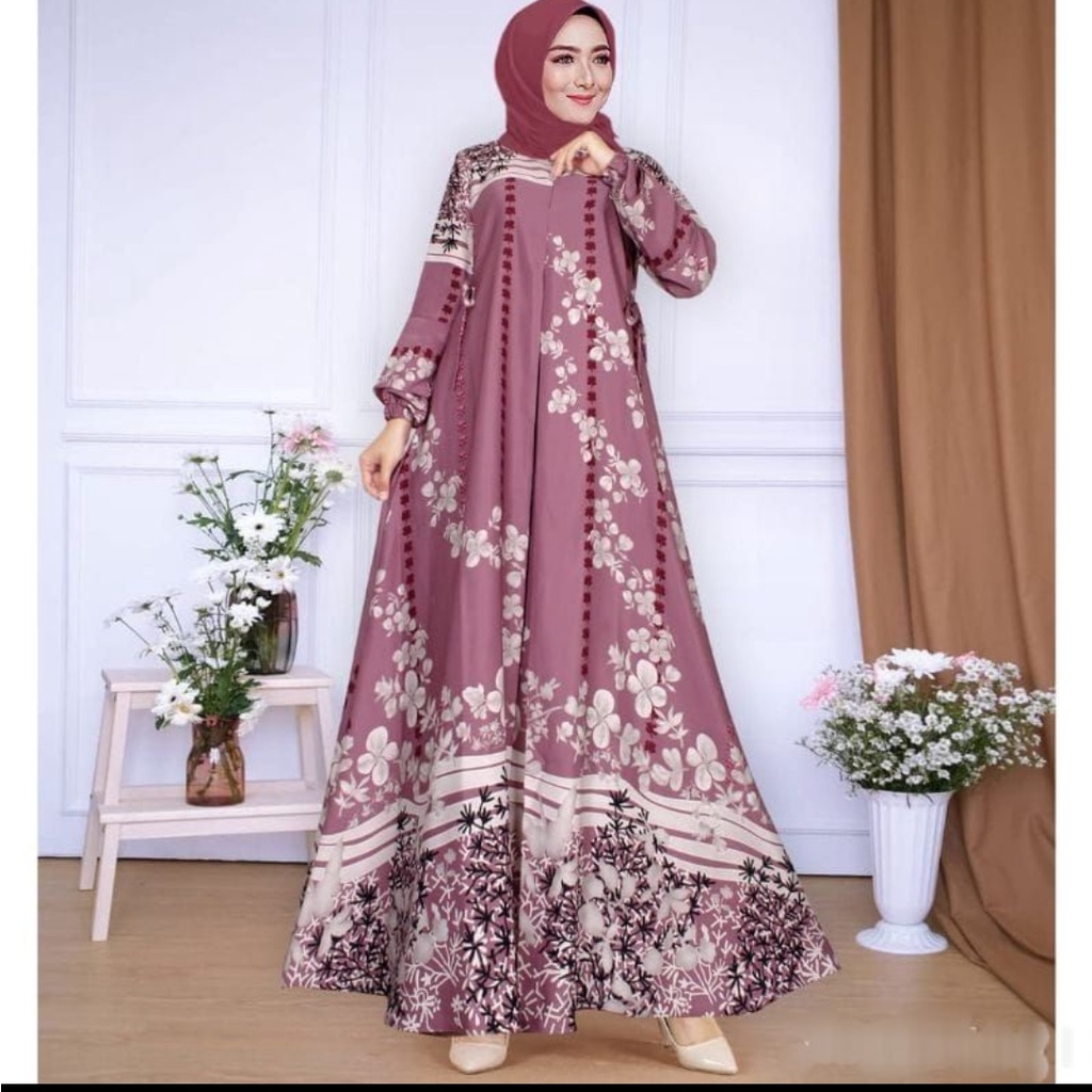 Gamis Alesya Dress Wanita Muslim Design Terbaru//Gamis Maxmara Lux Premium Original Motif Print Modern High Qualyty//Gamis Pesta Mewah Elegant//Gamis Lebaran 2022 Viral By PARILA_store