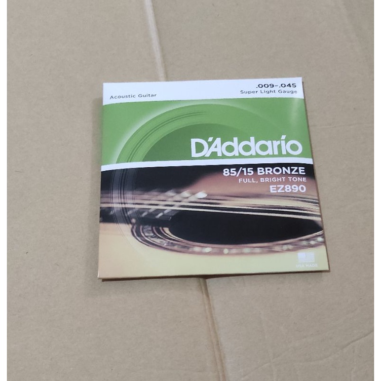 Senar gitar akustik D'Addario ukuran 0.9 EZ890 satu set (6 senar)