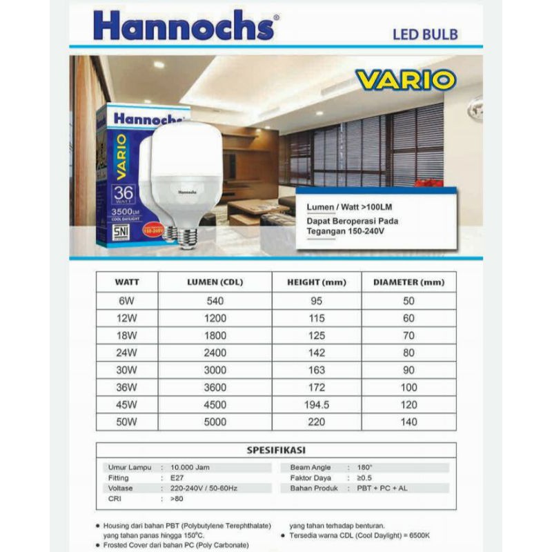 Lampu Hannochs LED Vario 6 W / 12 W/ 18 W/ 24 W/ 30 W / 36 W