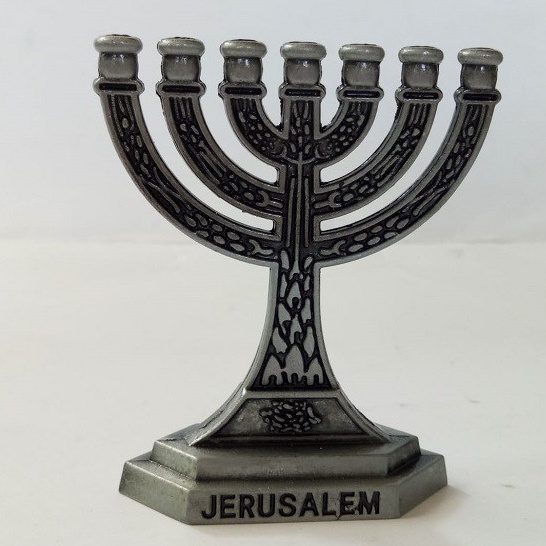 Pajangan Meja Hiasan Menorah Kaki Dian Israel Kecil Profetik Hanukkah Souvenir Yerusalem Mesianik