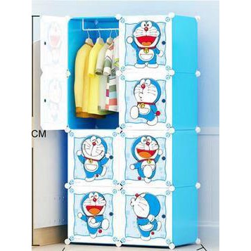 (7KG) SHENAR TERLARIS TERMURAH!! LEMARI PLASTIK 2x4 DORAEMON (ADA GANTUNGANNYA) / LEMARI KAIN / LEMARI DORAEMON