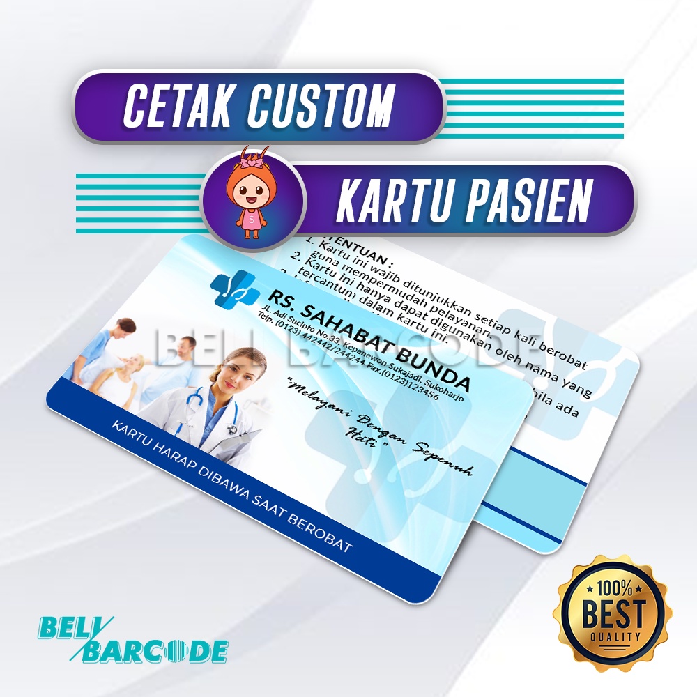 CETAK CUSTOM PREPRINTED PVC UNTUK KARTU PASIEN RUMAH SAKIT KLINIK PUSKESMAS