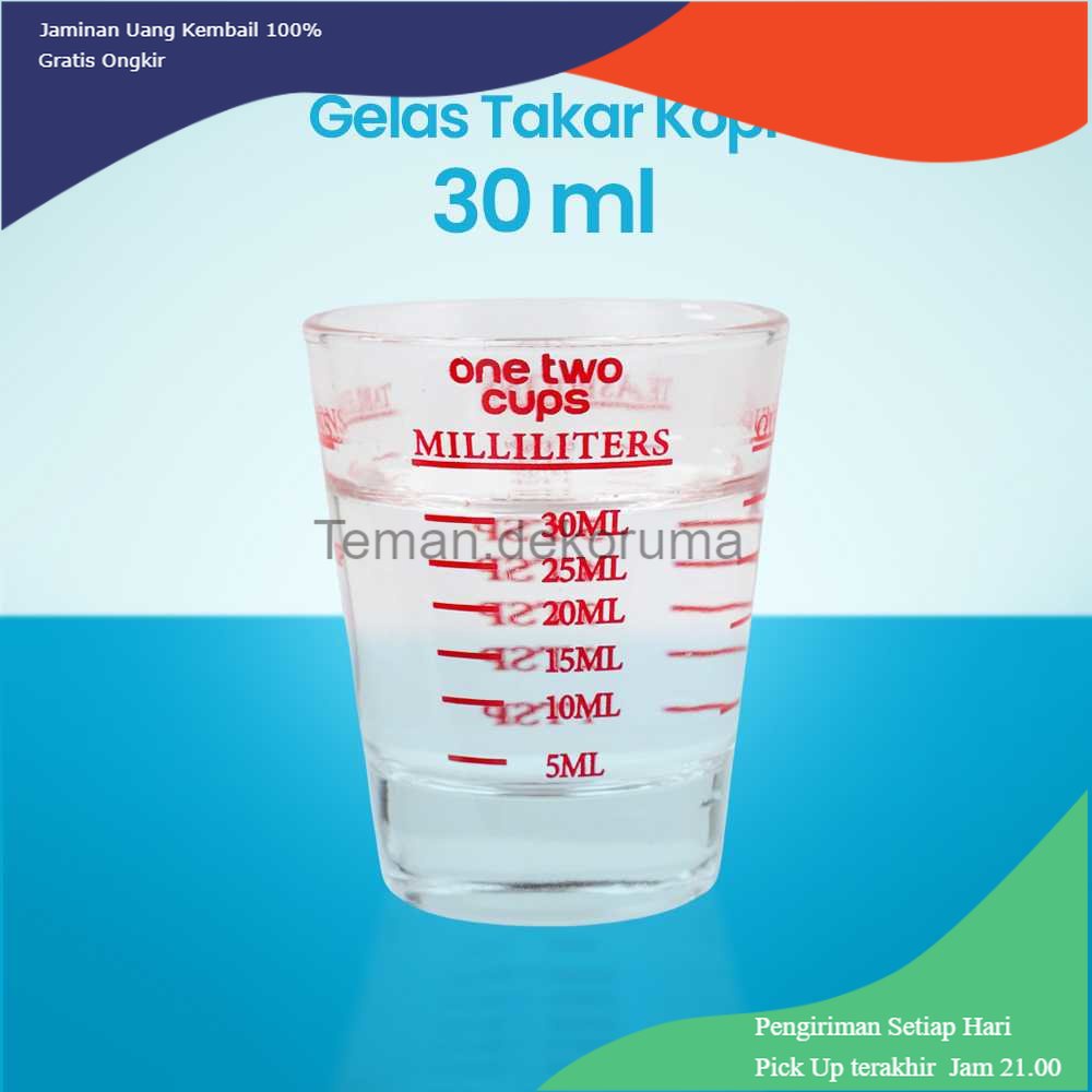 TD - DPR One Two Cups Gelas Takar Kopi Expresso Glass Coffee 30ml - MD19