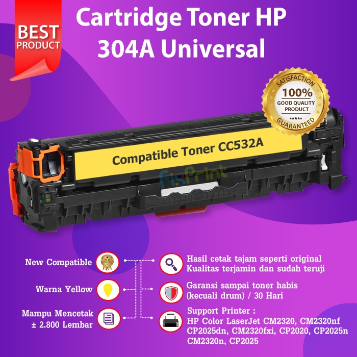 Cartridge Toner Compatible 304A CC530A CC531A CC532A CC533A Black Cyan Magenta Yellow HP CP2025dn