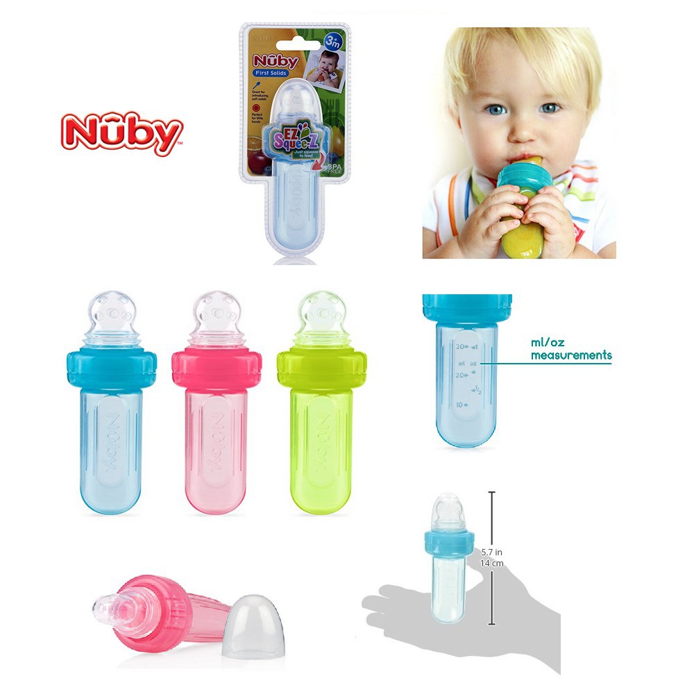 Nuby Mini Squeeze Feeder With Case Green Hijau