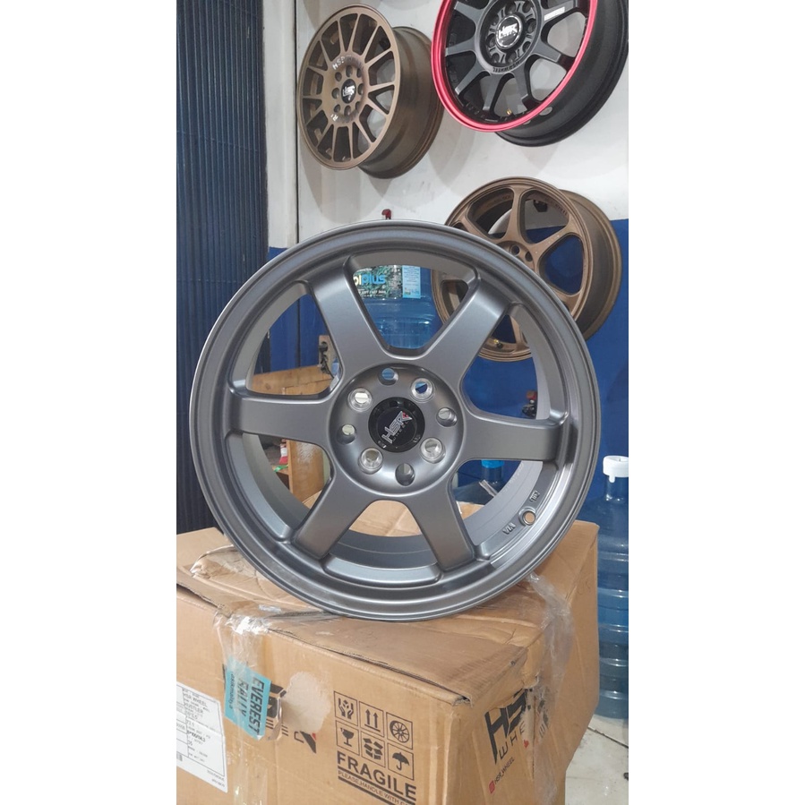 VELG MOBIL AGYA CALYA R16 TE37 HSR TOKYO RATA BODY GREY PELEK RACING RING 16 MURAH