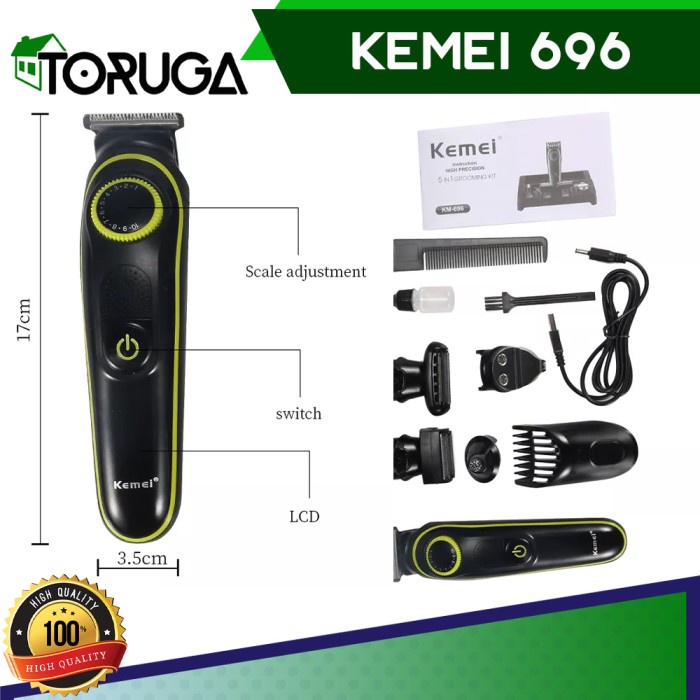 Kemei Alat Cukur Elektrik 5 in 1 Hair Trimmer Shaver KM-696 Rechargeab