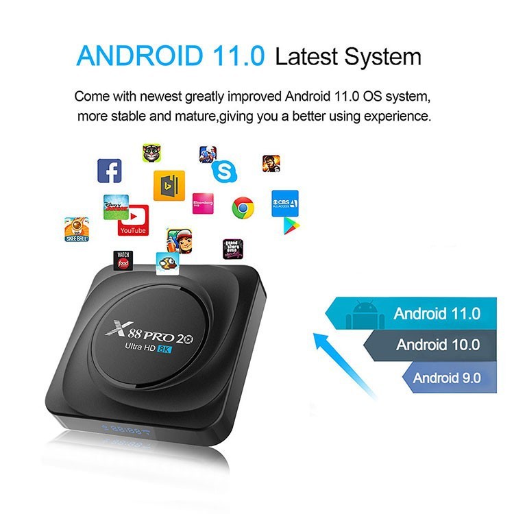 TJBOX X88 Pro 20 RAM 8GB ROM 64GB Android Tv Box RK3566 Android 11.0 8K