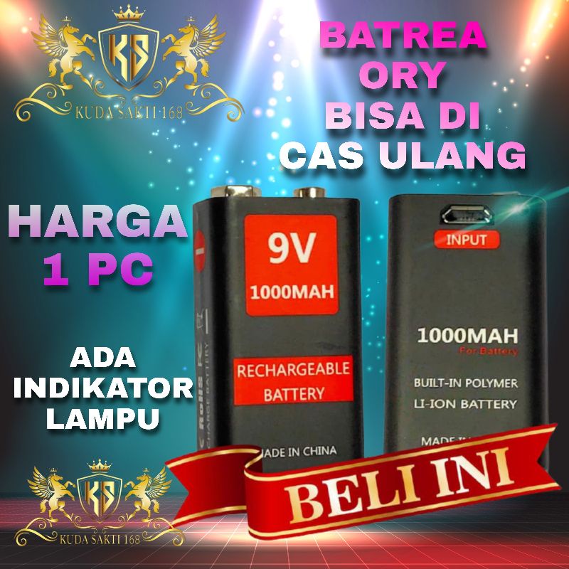 Baterai Kotak 9V 1000mAh Batere Cas isi Ulang Rechargeable  Batre ASLI/ ORY DI JAMIN BAGUS 100% ORY