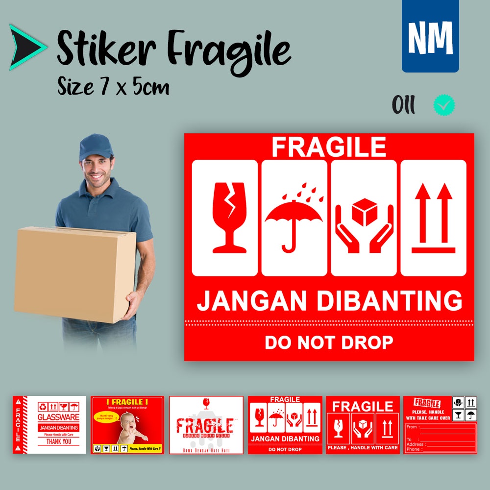 Stiker Fragile Stiker Pecah Belah Stiker Label Pengiriman Sticker Fragile Horizontal-011