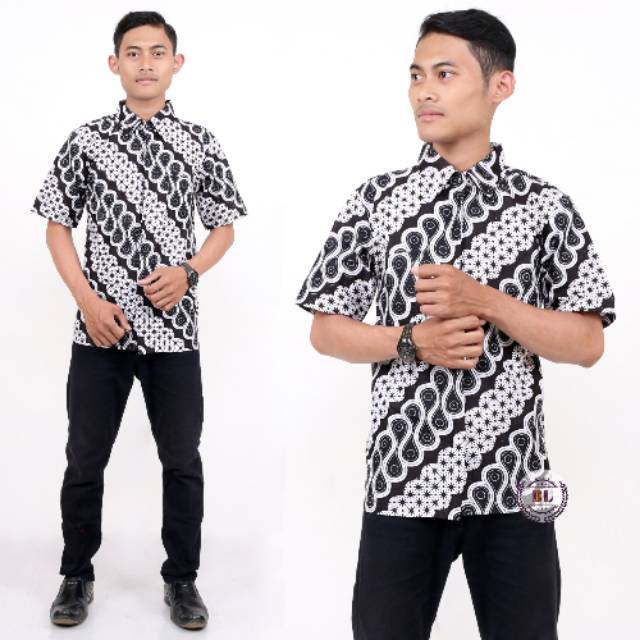 Batik kemeja pria - batik motif parang putihan