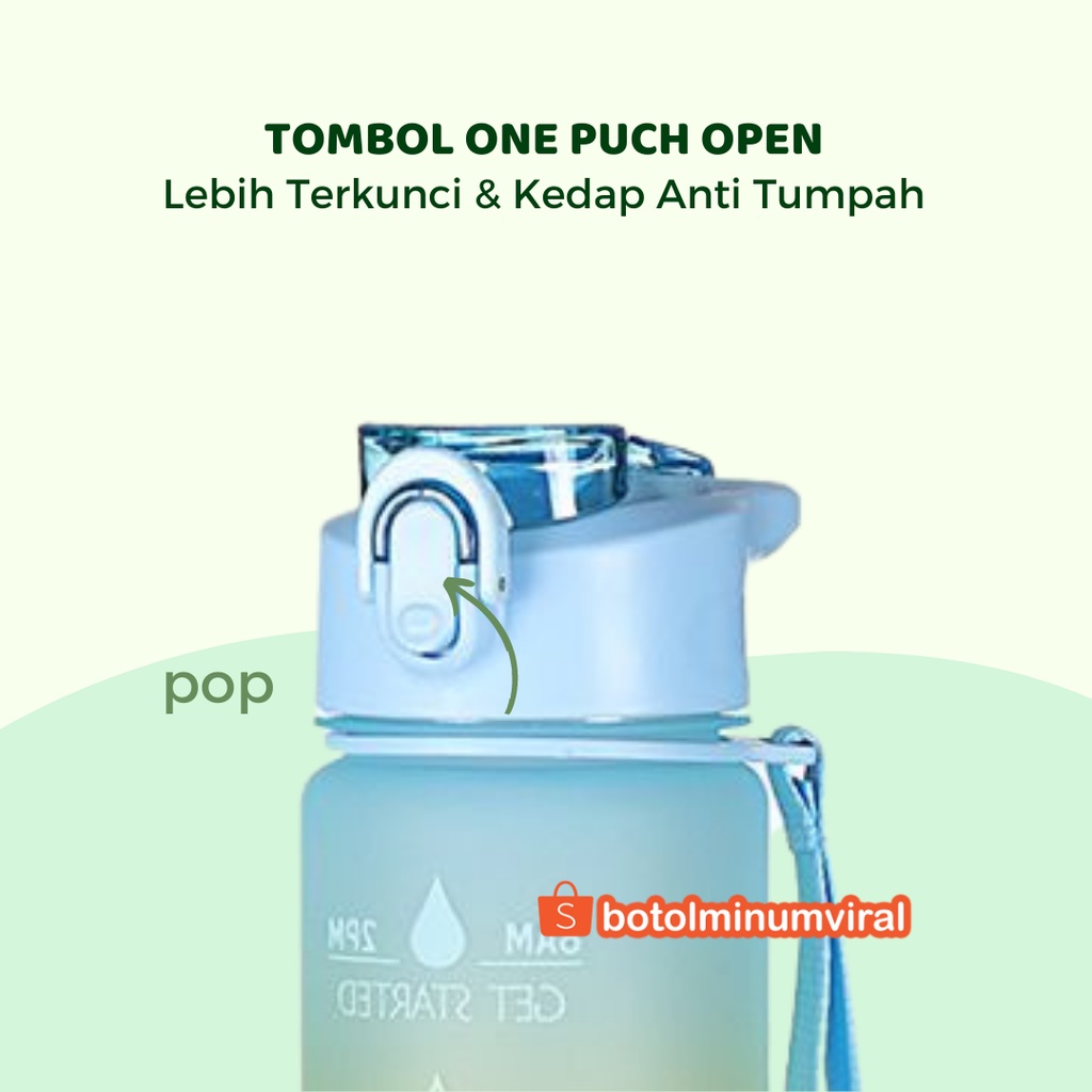 Botol Minum Korea Viral 1000ml Tritan Rainbow Motifasi Botol Minum