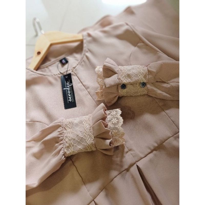 SERODJA Sahla Dress Gamis Simple Renda Rempel, Size M. L dan XL-7