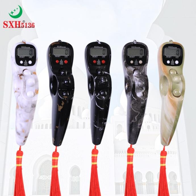 Tasbih Digital Motif Marmer Bunyi 100 + Lampu LED Premium Counter COD