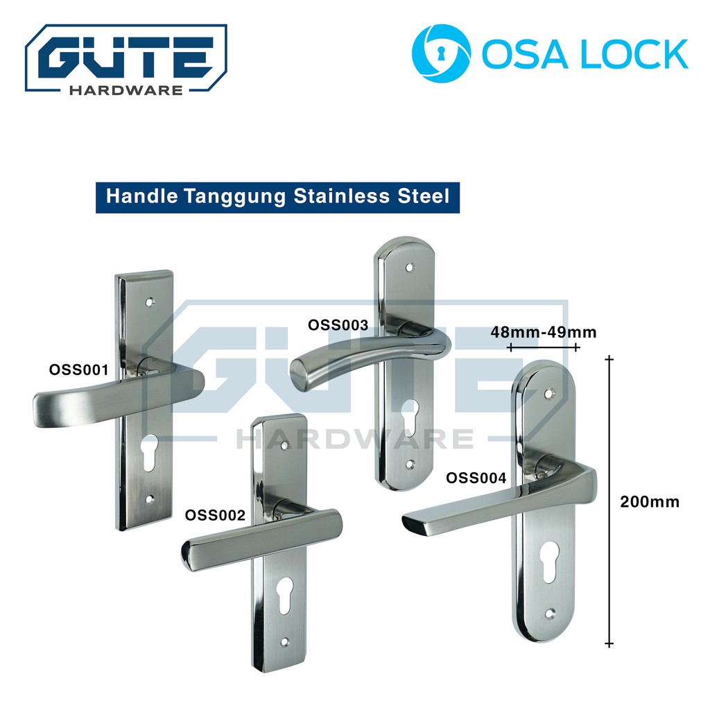 (KOMPLIT) Kunci Pintu / Gagang Pintu / Handle Tanggung Stainless Steel OSALOCK Berbagai Model