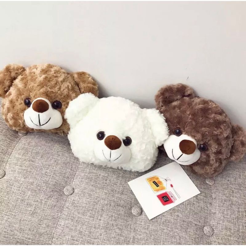 Tas Bulu Selempang TEDDY BEAR Tas Kepala Boneka