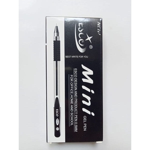 

Pulpen Ballpoint Pena Jel Esco Pen Gel Mini 0.5mm ES-M58 Hitam Isi 12