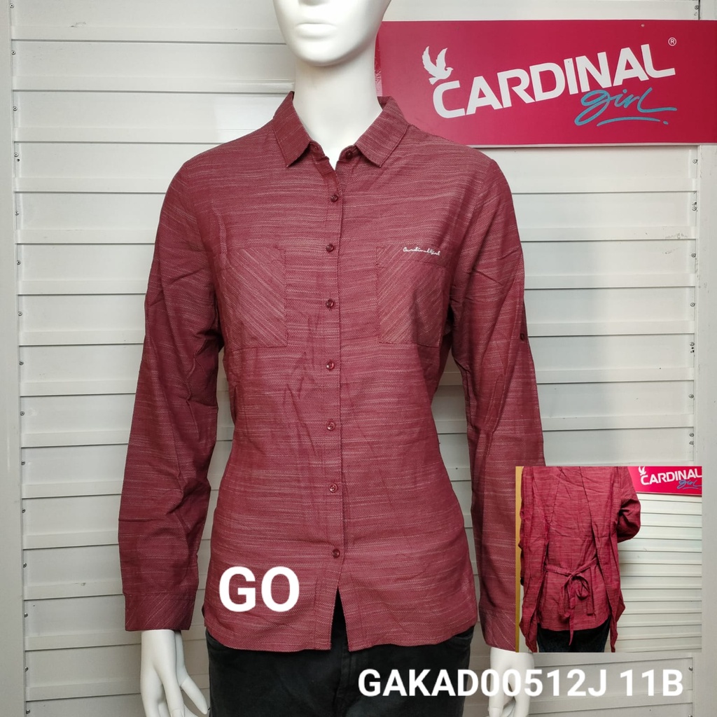 BB CARDINAL CC KEMEJA Pakaian perempuan Atasan Hem Lengan Panjang Casual Motif